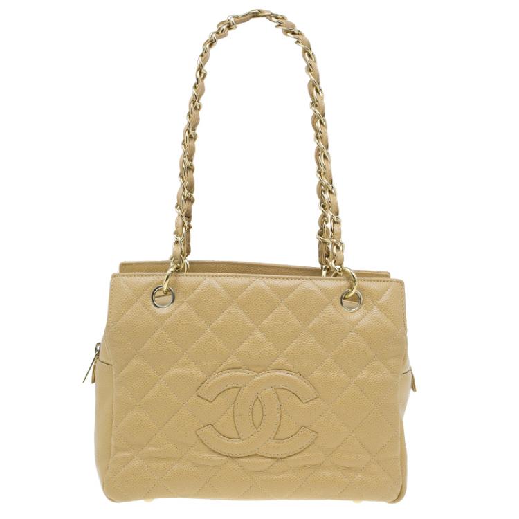 Chanel Beige Quilted Caviar Medallion Tote Q6B02H0FIB152