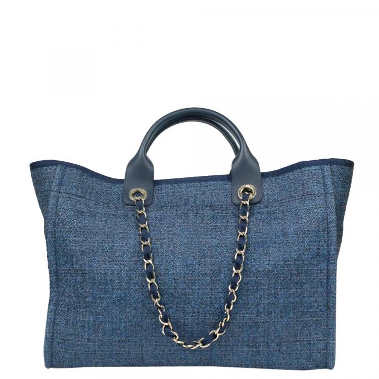 Pre Owned Chanel Blue Denim Deauville Tote Bag
