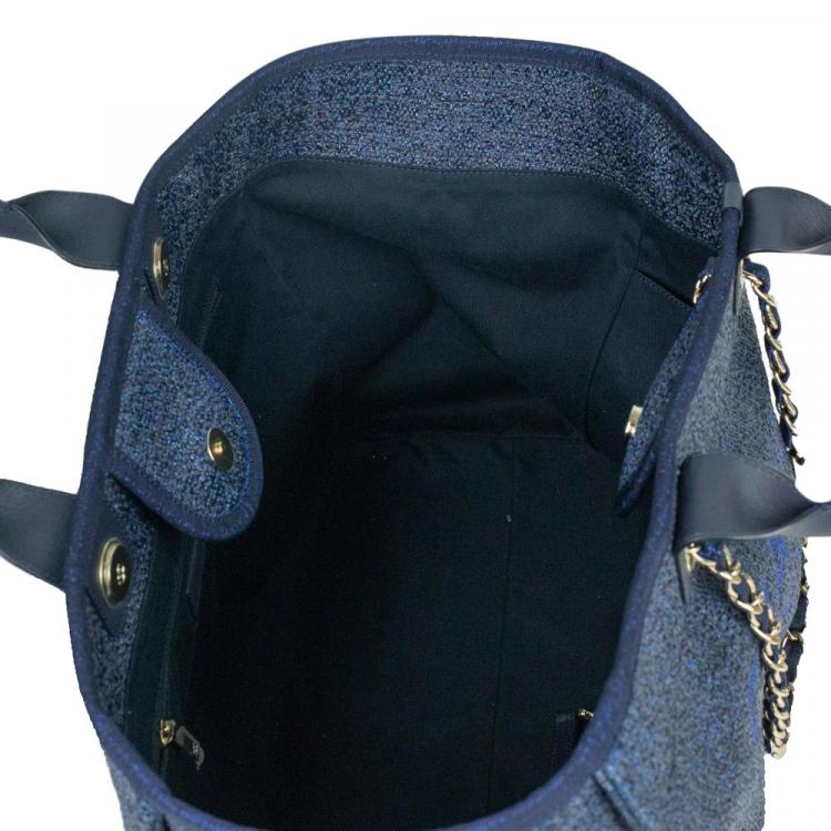 Pre Owned Chanel Blue Denim Deauville Tote Bag