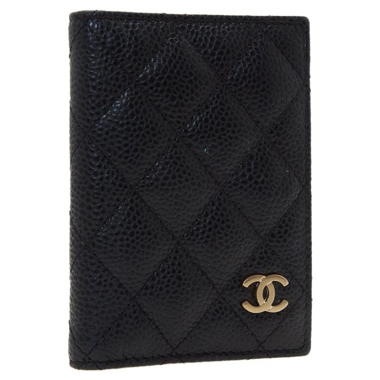Pre Owned Chanel Black Quilted Lambskin Card Holder