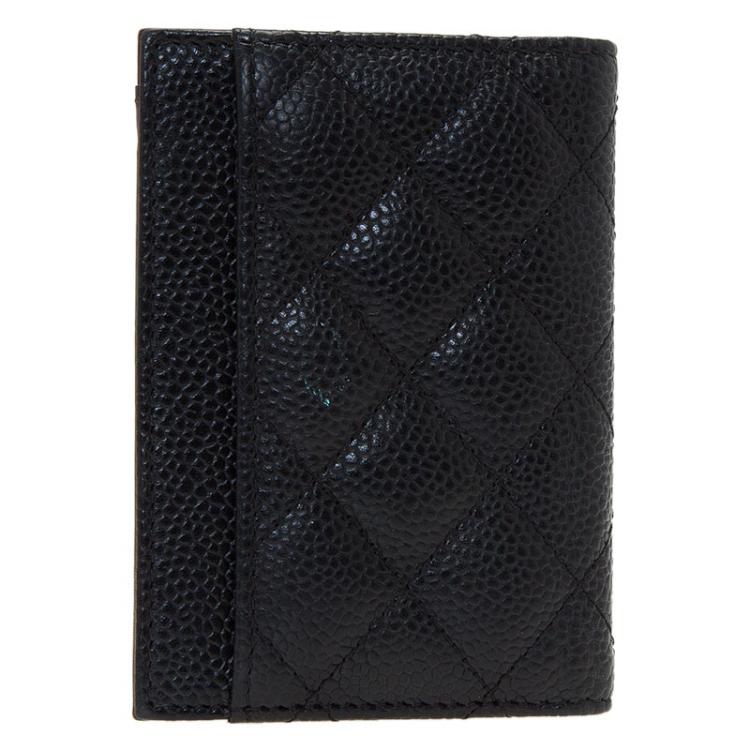 Pre Owned Chanel Black Quilted Lambskin Card Holder