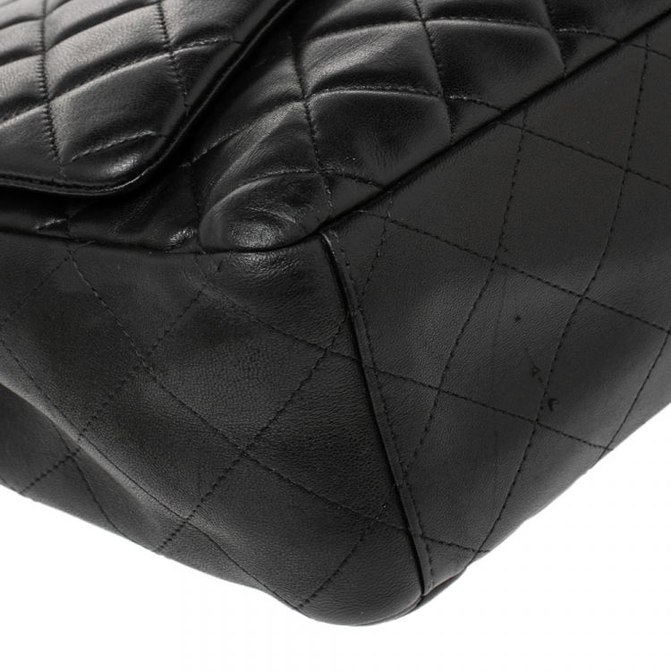 Pre Owned Chanel Black Quilted Leather Maxi Classic Single Flap Bag