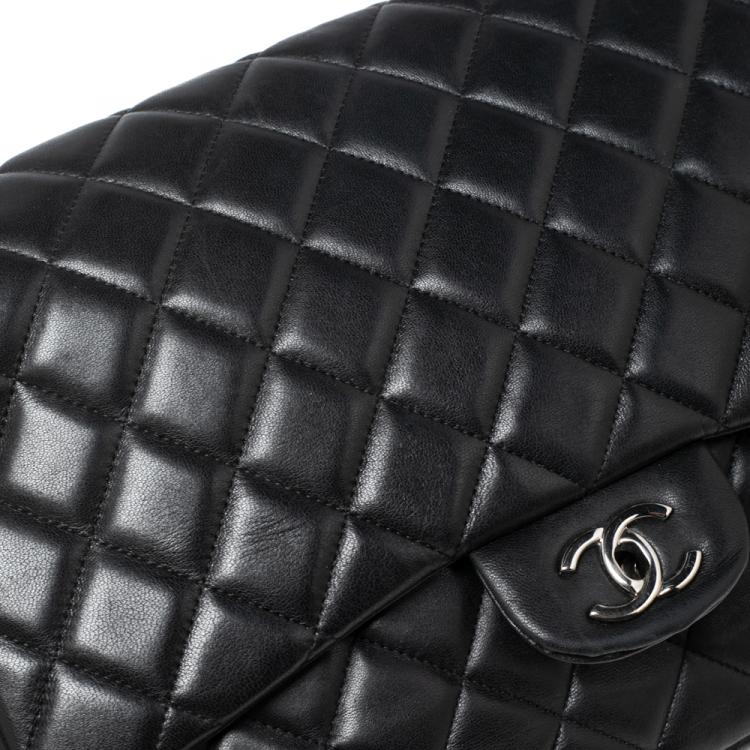 Pre Owned Chanel Black Quilted Leather Maxi Classic Single Flap Bag