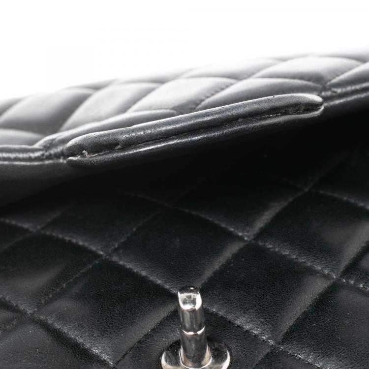 Pre Owned Chanel Black Quilted Leather Maxi Classic Single Flap Bag