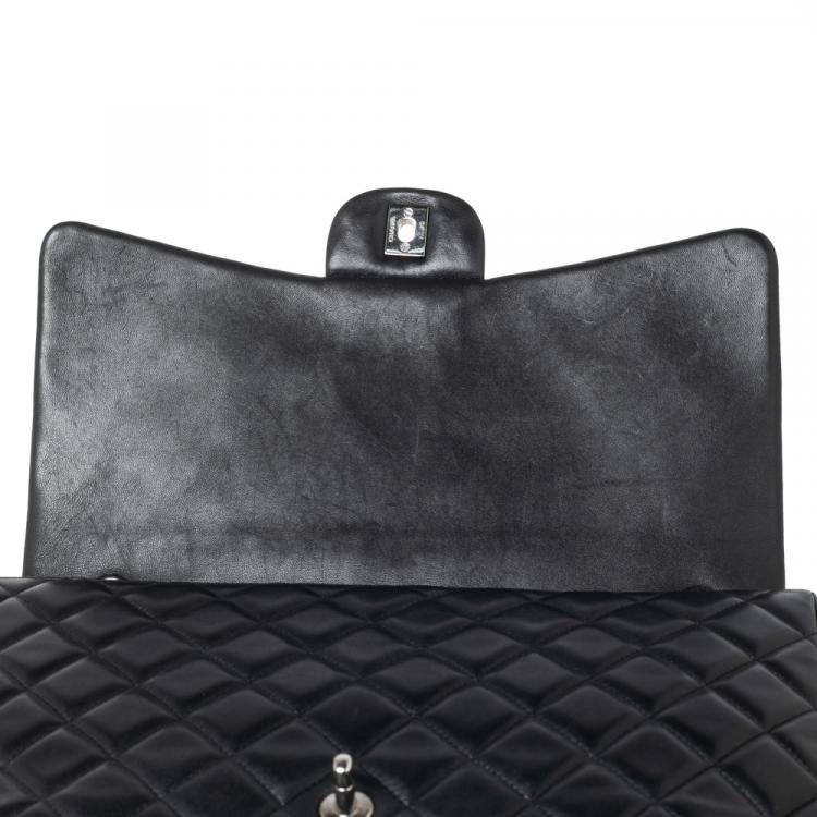 Pre Owned Chanel Black Quilted Leather Maxi Classic Single Flap Bag