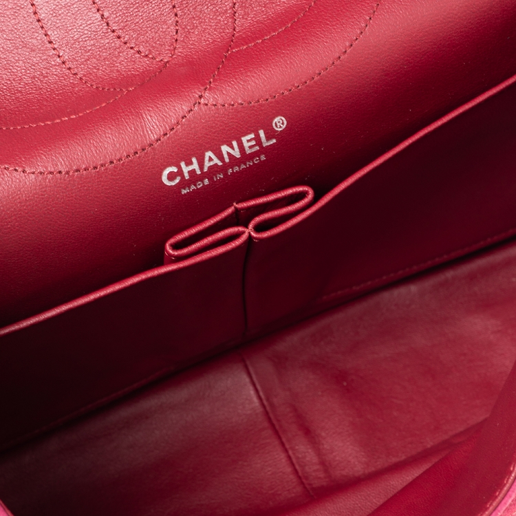 Pre Owned Chanel Pink Quilted Caviar Suede Reissue 2.55 Classic 227 Flap Bag