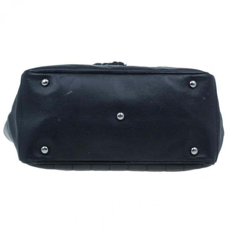 Pre Owned Chanel Black Leather CC Camellia No.5 Shopper Tote