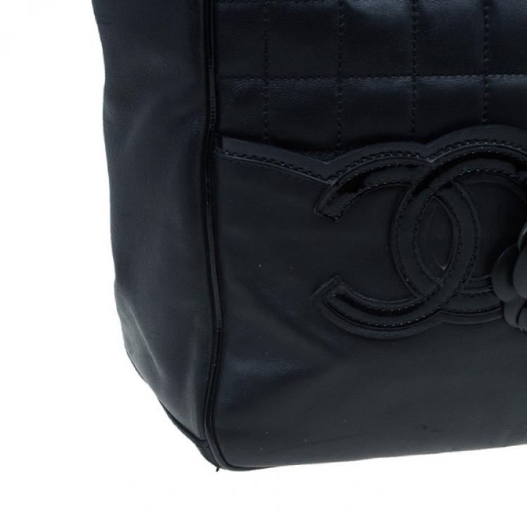 Pre Owned Chanel Black Leather CC Camellia No.5 Shopper Tote