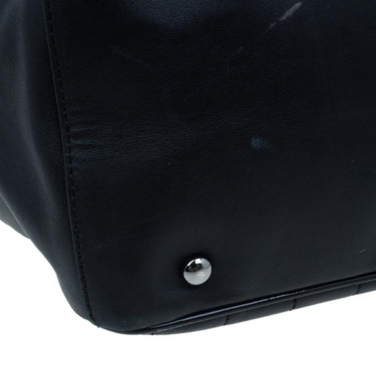 Pre Owned Chanel Black Leather CC Camellia No.5 Shopper Tote