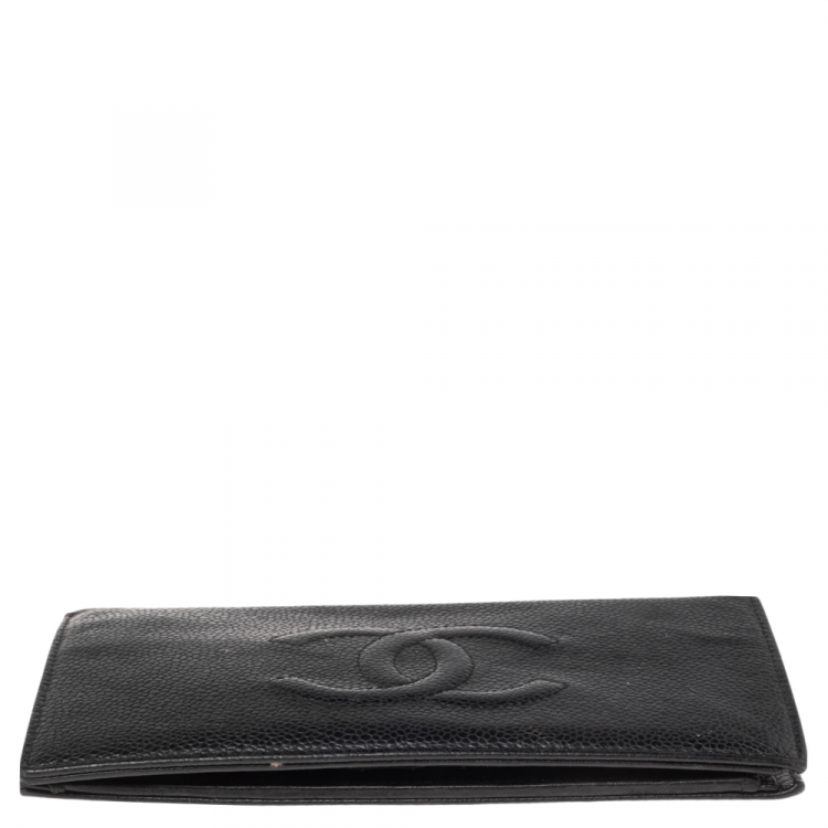 Pre Owned Chanel Black Caviar Timeless CC L Yen Wallet