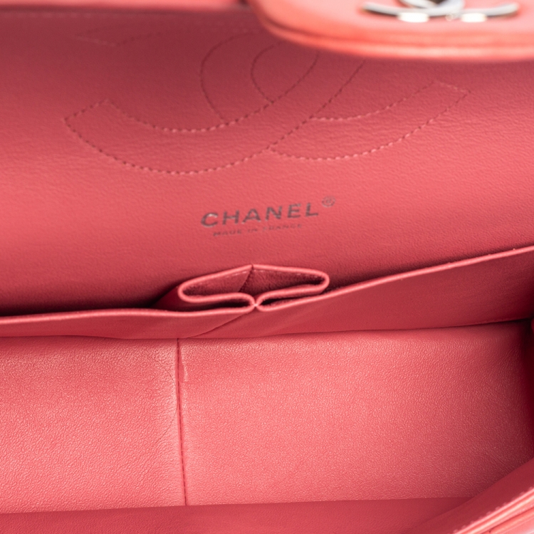 Pre Owned Chanel Pink Quilted Lambskin Leather Jumbo Classic Single Flap Bag