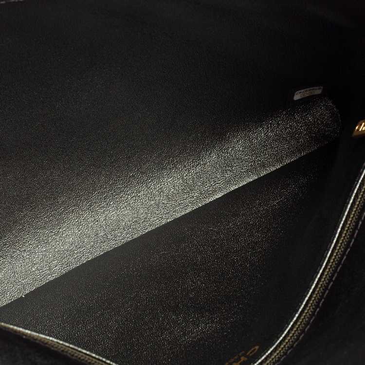 Pre Owned Chanel Metallic Grey Quilted Leather Reissue Clutch