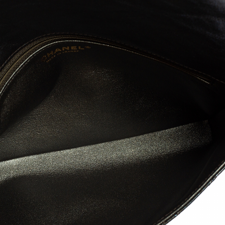 Pre Owned Chanel Metallic Grey Quilted Leather Reissue Clutch