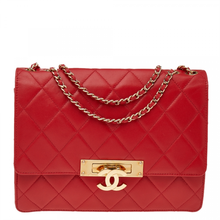 Chanel Red Quilted Leather Class Flap Shoulder Bag Chanel TLC