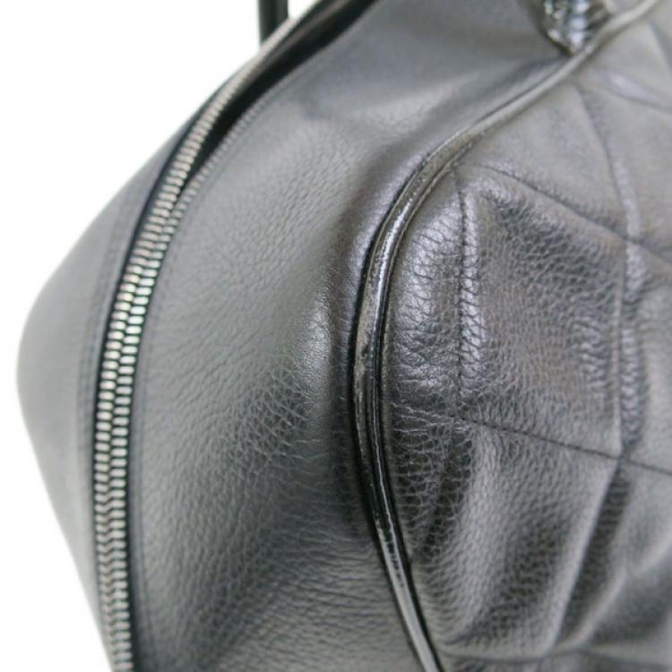 Pre Owned Chanel Black Enamel Boston Bag