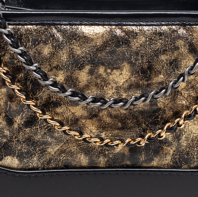 Pre Owned Chanel Black/Gold Quilted Leather Small Gabrielle Hobo