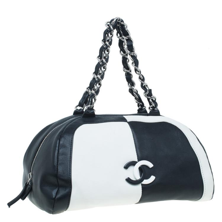 Pre Owned Chanel Bicolor Leather CC Bowling Bag