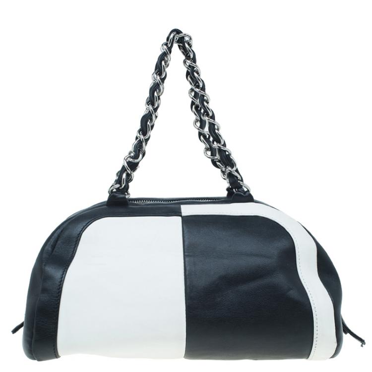 Pre Owned Chanel Bicolor Leather CC Bowling Bag