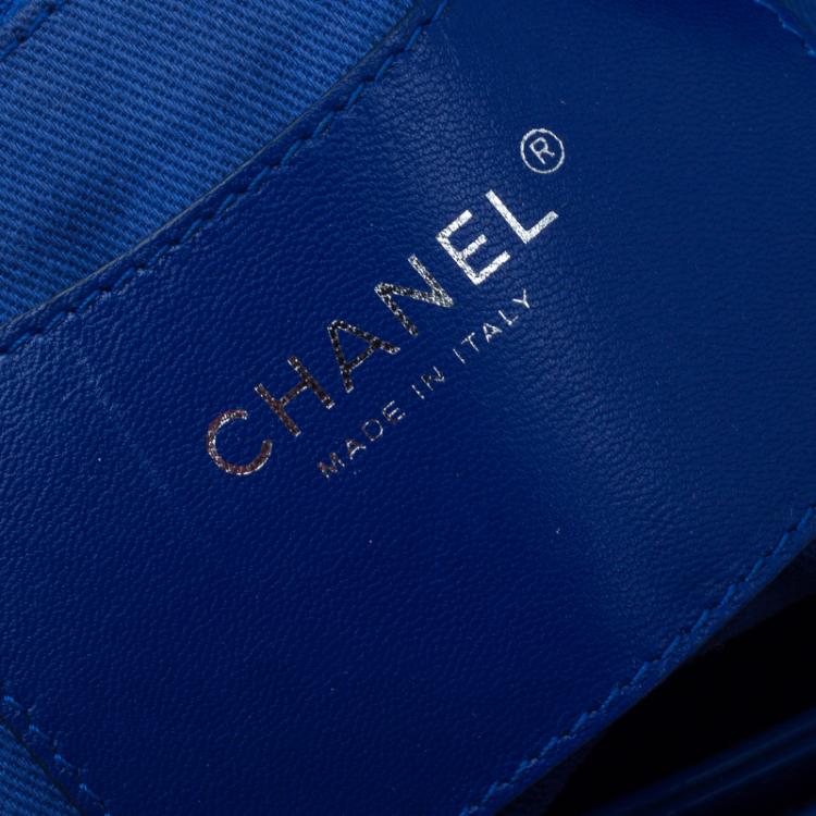 Pre Owned Chanel Blue Patent Leather Large Just Mademoiselle Bowling Bag