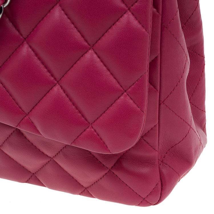 Pre Owned Chanel Pink Quilted Leather Jumbo Classic Single Flap Bag