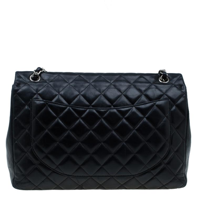 Pre Owned Chanel Black Quilted Leather Maxi Classic Single Flap Bag