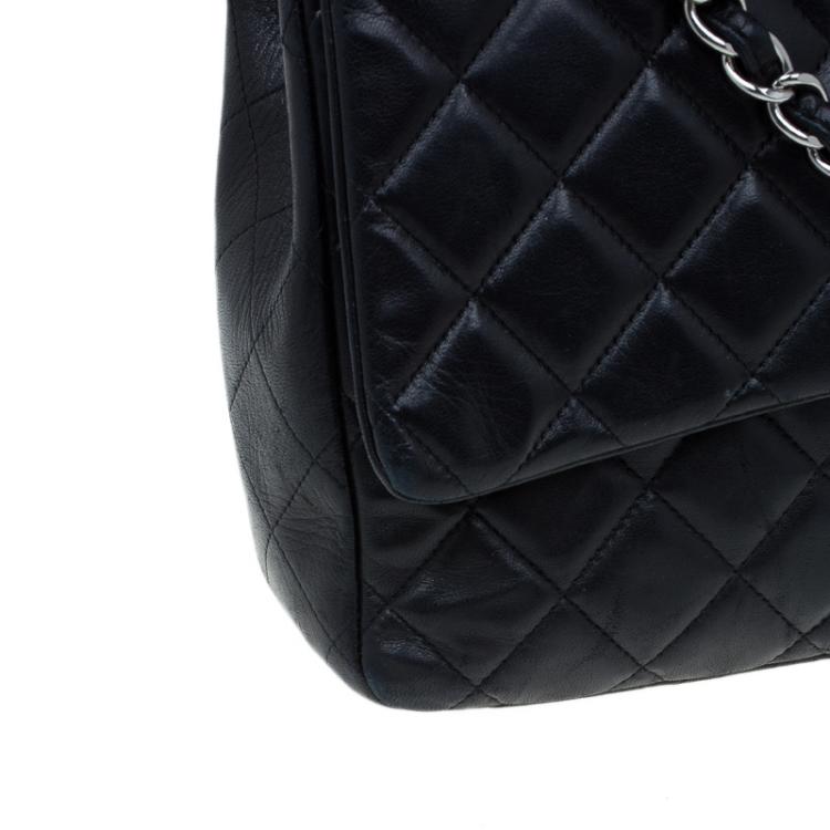 Pre Owned Chanel Black Quilted Leather Maxi Classic Single Flap Bag