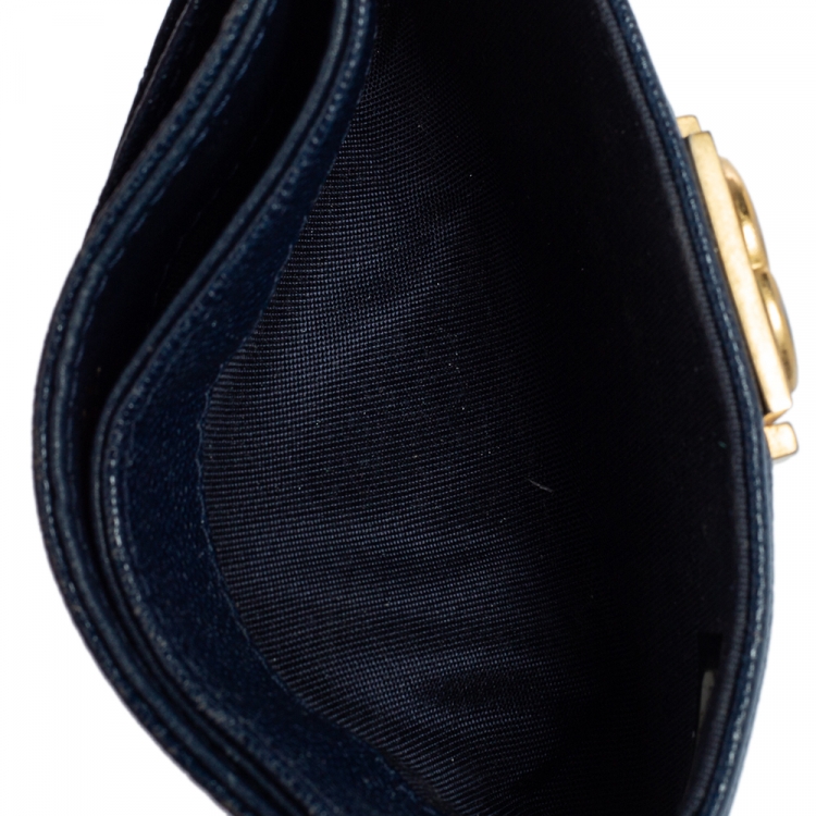 Pre Owned Chanel Blue Leather Boy Card Holder 