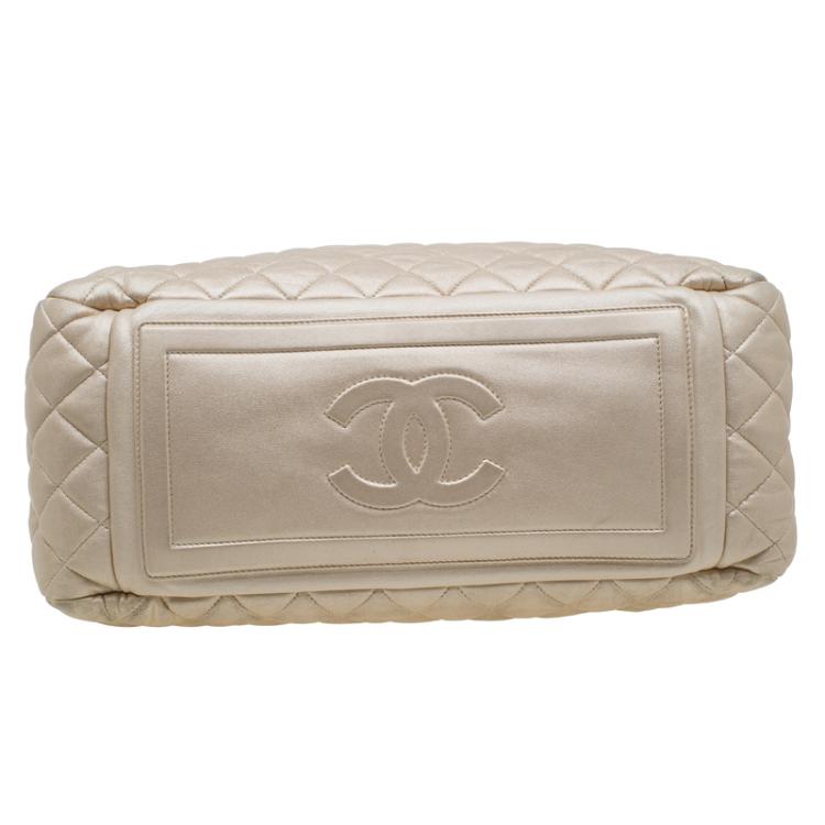 Pre Owned Chanel Gold Iridescent Quilted Leather Coco Cocoon Bowling Bag