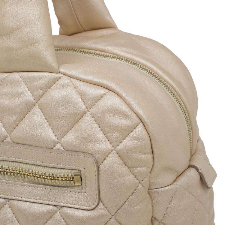 Pre Owned Chanel Gold Iridescent Quilted Leather Coco Cocoon Bowling Bag