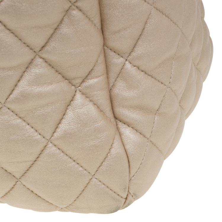 Pre Owned Chanel Gold Iridescent Quilted Leather Coco Cocoon Bowling Bag