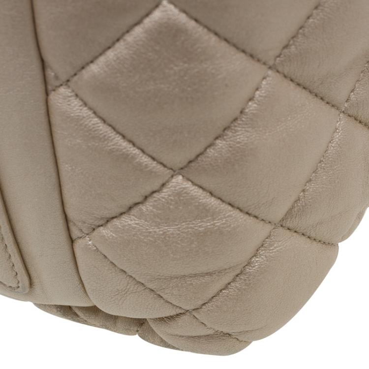 Pre Owned Chanel Gold Iridescent Quilted Leather Coco Cocoon Bowling Bag
