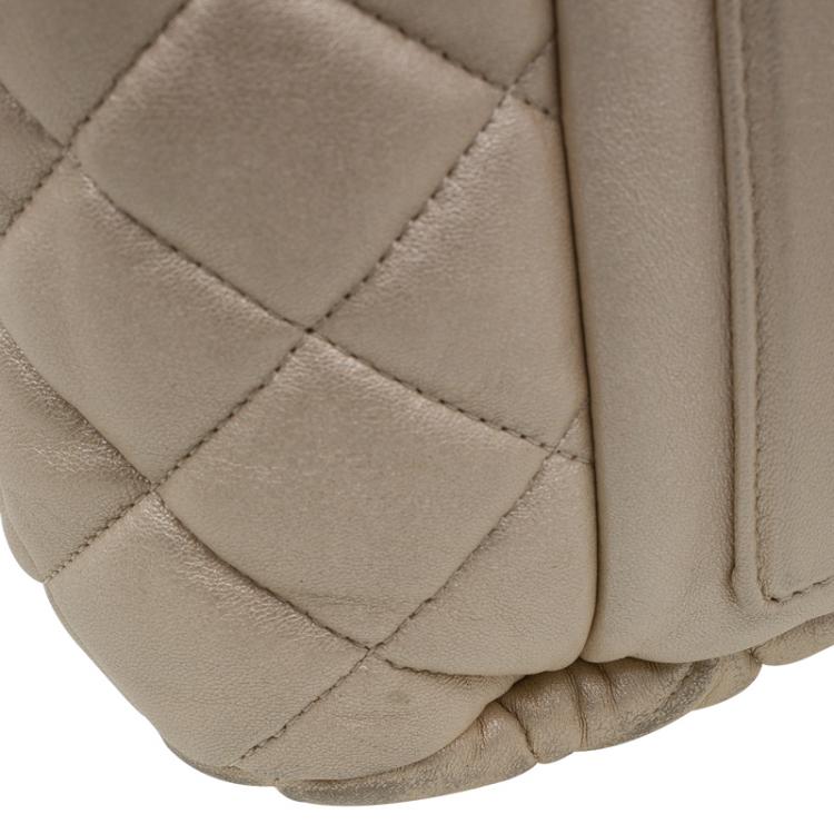 Pre Owned Chanel Gold Iridescent Quilted Leather Coco Cocoon Bowling Bag
