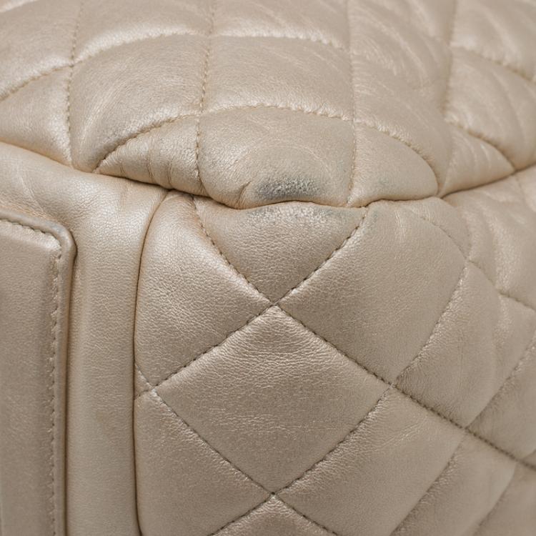Pre Owned Chanel Gold Iridescent Quilted Leather Coco Cocoon Bowling Bag