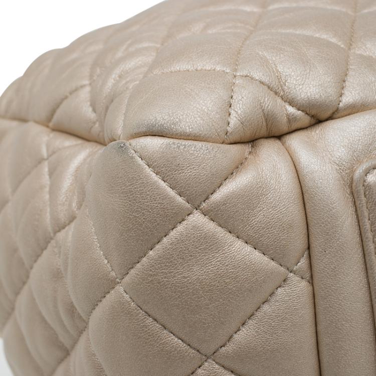 Pre Owned Chanel Gold Iridescent Quilted Leather Coco Cocoon Bowling Bag
