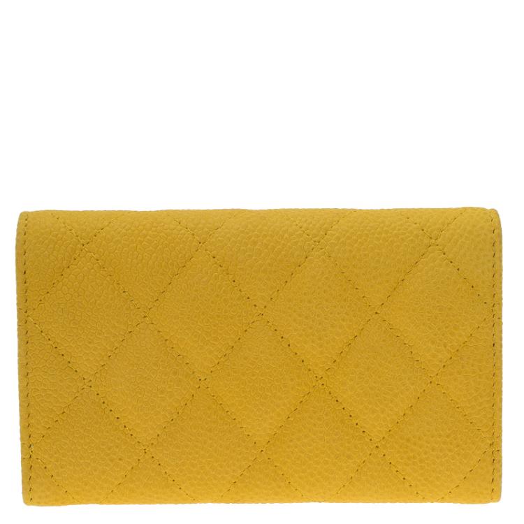 Pre Owned Chanel Yellow Calfskin iPhone 5 Case and Card Holder