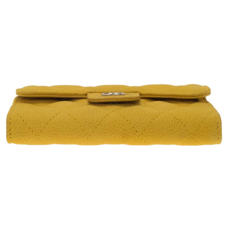 Pre Owned Chanel Yellow Calfskin iPhone 5 Case and Card Holder