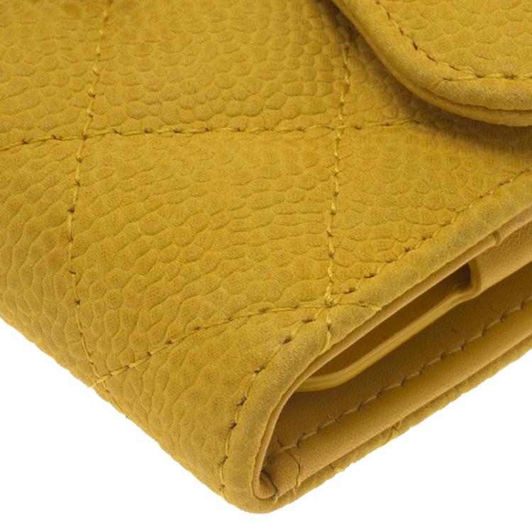 Pre Owned Chanel Yellow Calfskin iPhone 5 Case and Card Holder