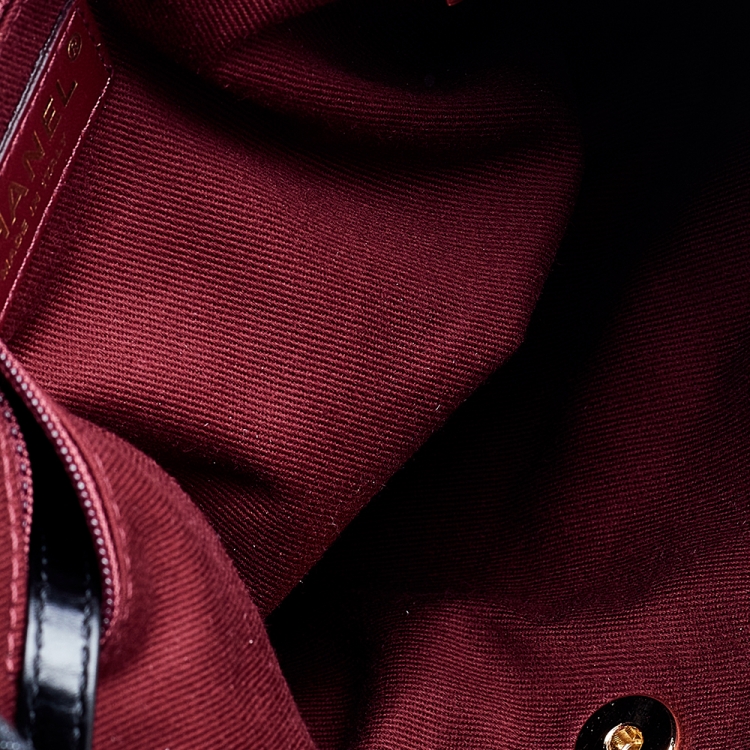 Pre Owned Chanel Grey/Black Quilted Denim and Leather CC Backpack