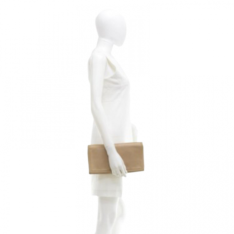 Pre Owned Chanel Beige Lambskin CC Flap Clutch