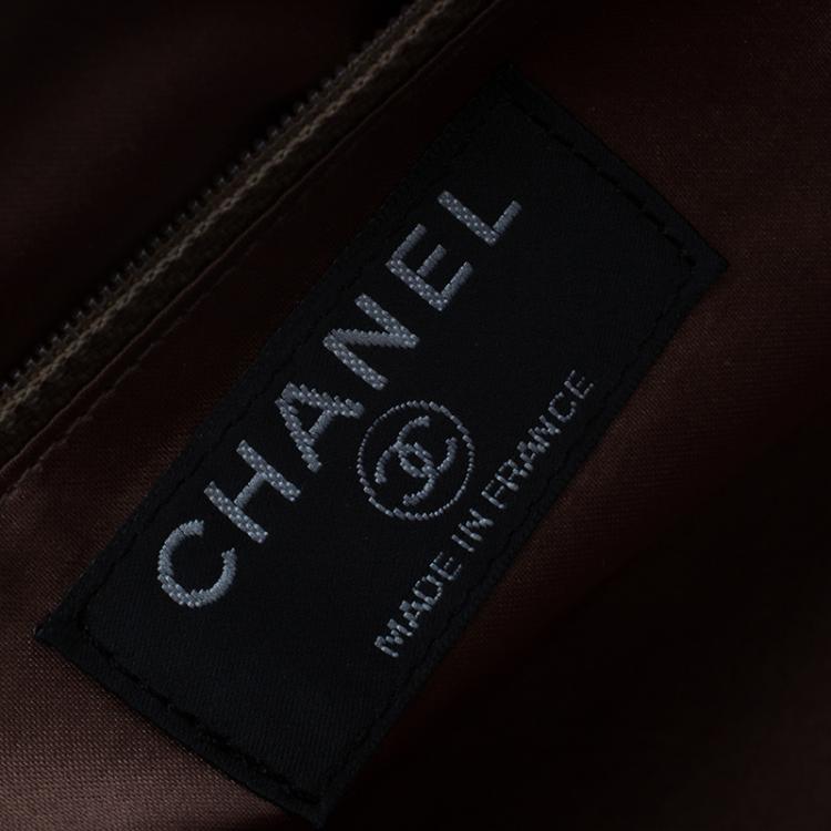 Pre Owned Chanel Brown Nylon Four Leave Clover Single Flap Shoulder Bag