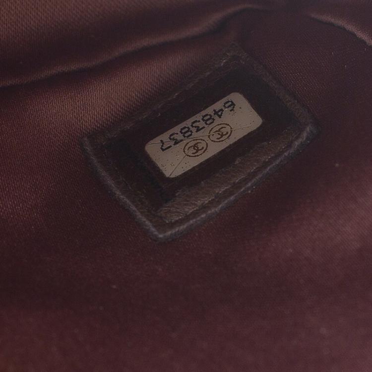 Pre Owned Chanel Brown Nylon Four Leave Clover Single Flap Shoulder Bag