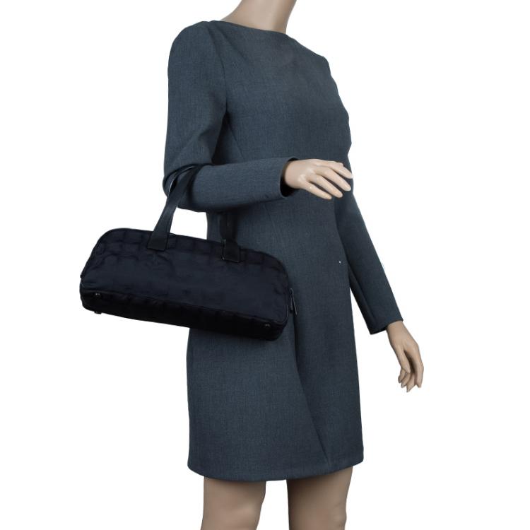Pre Owned Chanel Black Nylon Travel Line Satchel