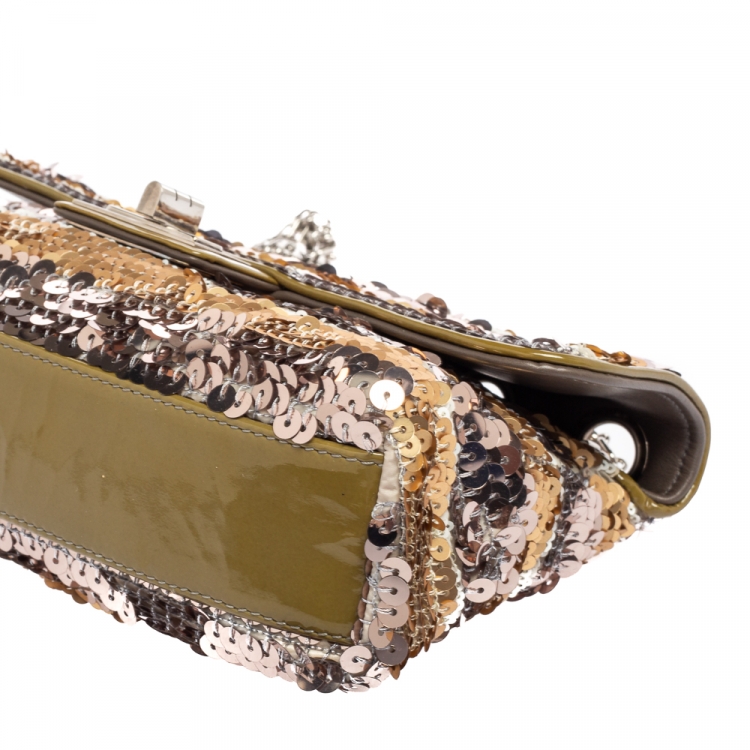 Pre Owned Chanel Multicolor Metallic Sequins and Patent Leather Reissue Shoulder Bag