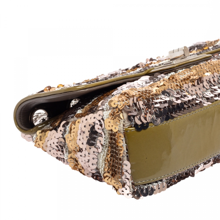 Pre Owned Chanel Multicolor Metallic Sequins and Patent Leather Reissue Shoulder Bag
