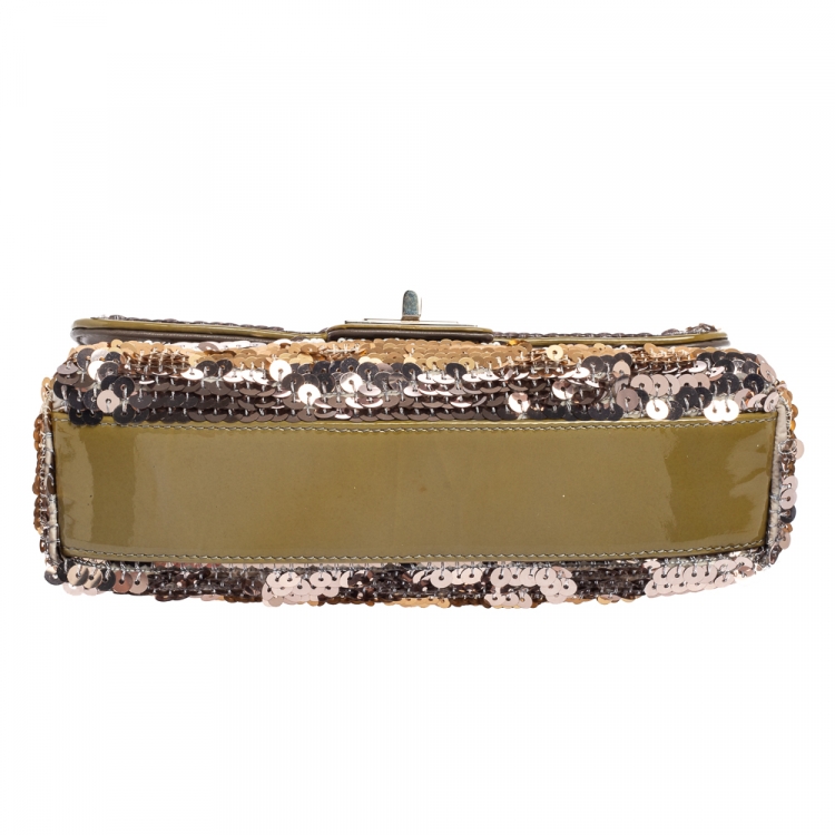 Pre Owned Chanel Multicolor Metallic Sequins and Patent Leather Reissue Shoulder Bag