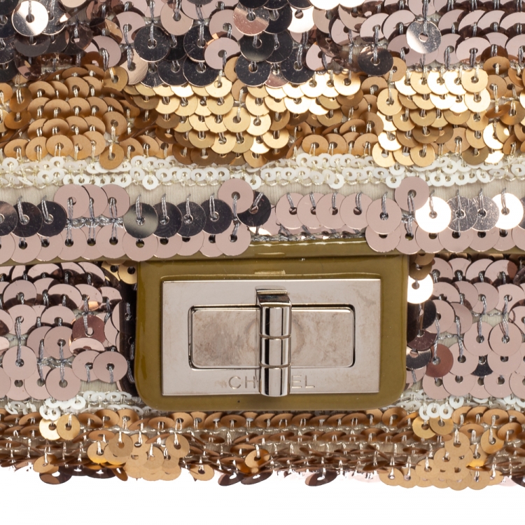 Pre Owned Chanel Multicolor Metallic Sequins and Patent Leather Reissue Shoulder Bag