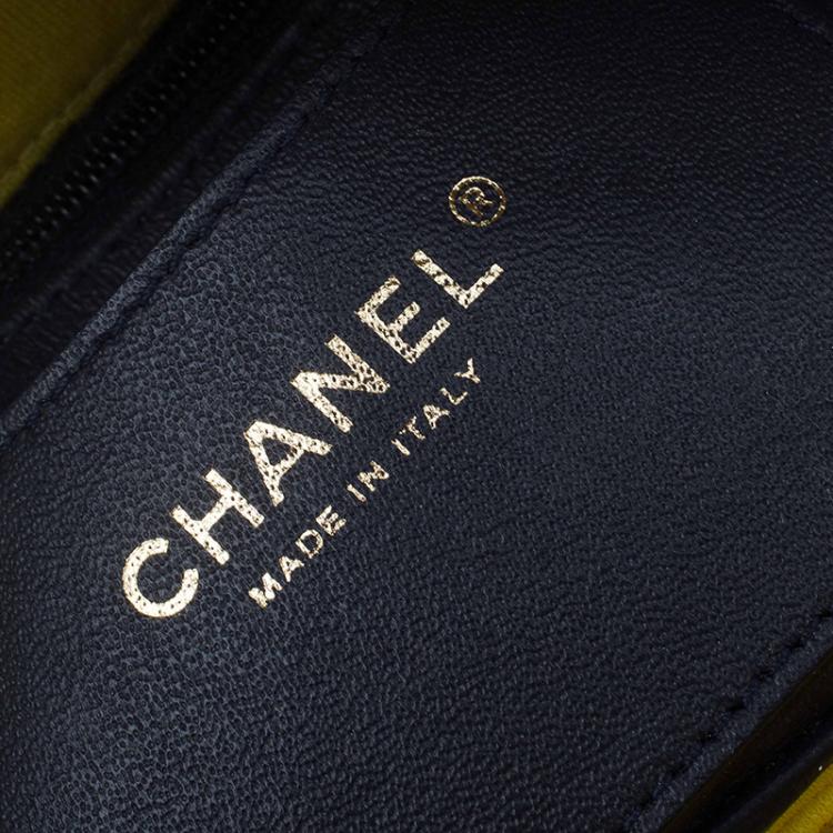 Pre Owned Chanel Yellow Quilted Jersey Small Just Mademoiselle Bowling Bag