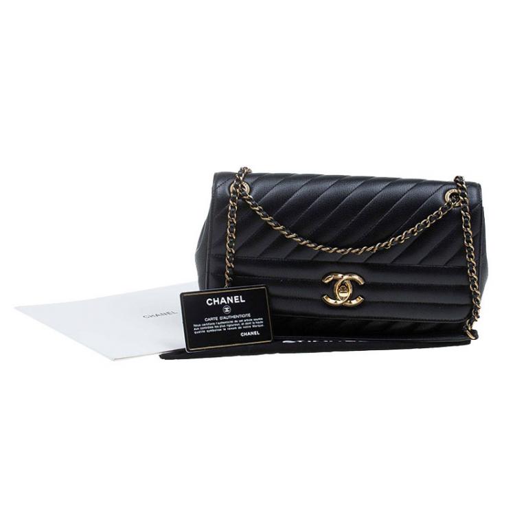 Pre Owned Chanel Black Diagonal Quilted Leather Medium Classic Single Flap Bag