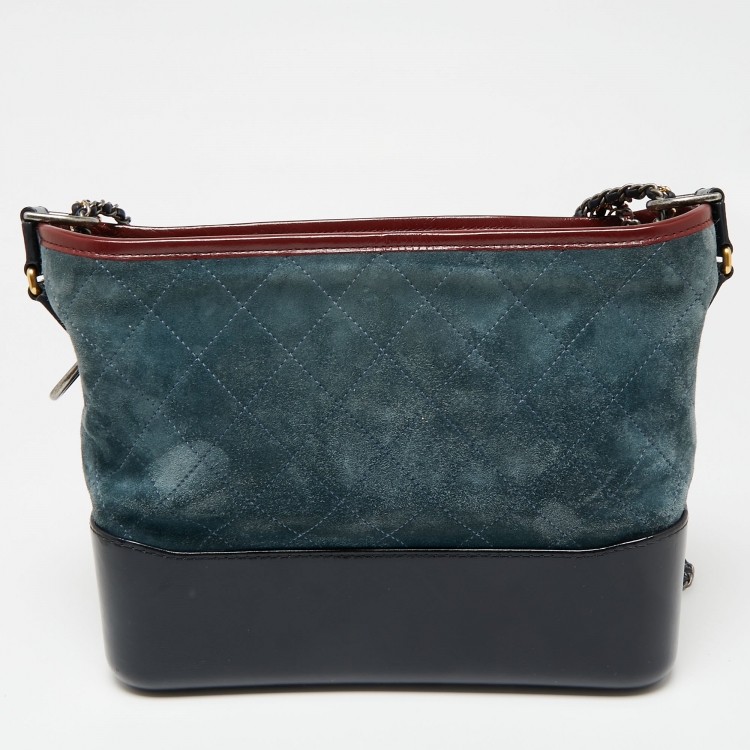 مملوكة مسبقًا Chanel Blue/Black Quilted Suede And Leather Medium Gabrielle Hobo 