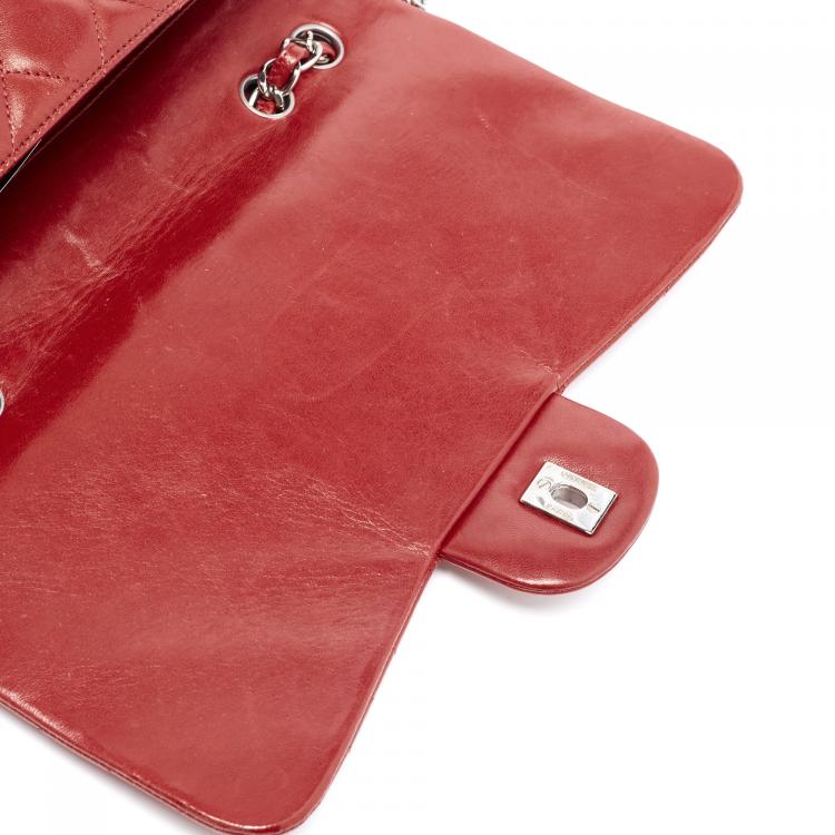 Pre Owned Chanel Red Quilted Leather Jumbo Classic Single Flap Bag